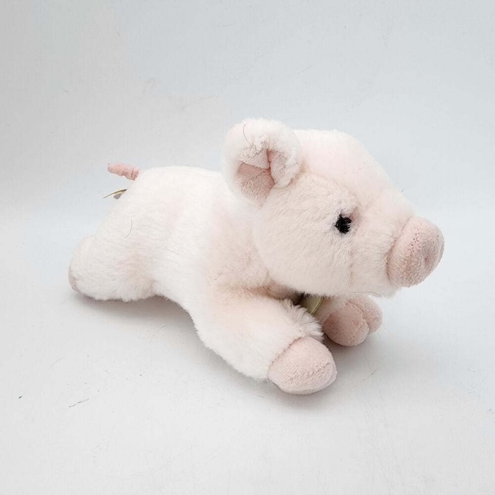 Miyoni Aurora Pig Plush Stuffed Animal Toy 9" Light Pink Curly Tail Beanie 2021